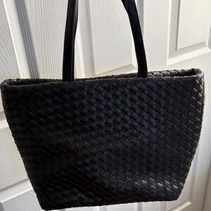 Elegant Black Woven Tote Bag